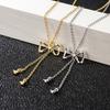 Fashion Jewelry 18K Gold Plated 925 Sterling Silver Bowknot Tassel Zircon Pendant Clavicle Chain Necklace Jewelry for Women