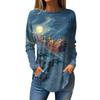 Tee Shirts For Women Casual Round Neck Long Sleeve Shirts Christmas Printing Top Pullover