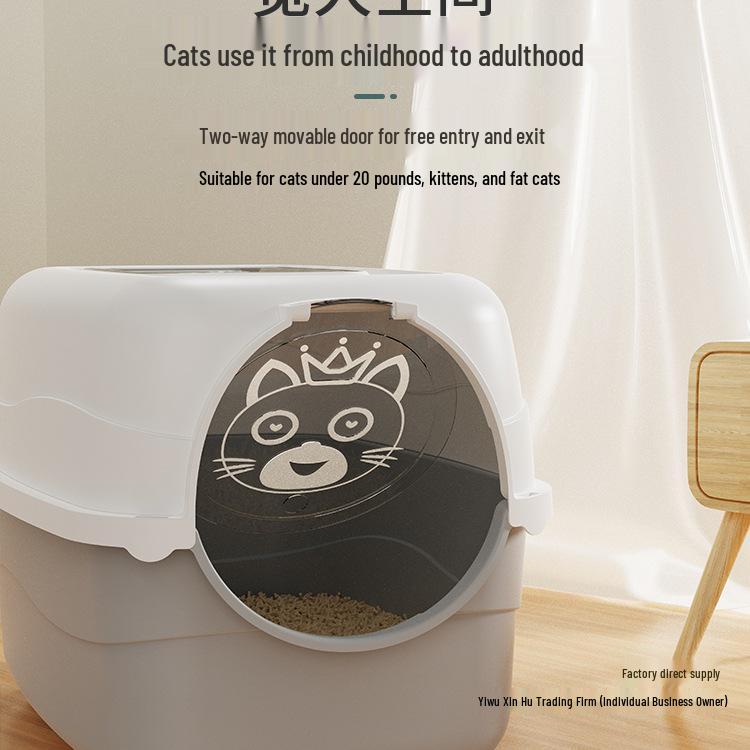Extra große geschlossene Katzentoilette, Anti-Spritz-Design für Kätzchen & Erwachsene