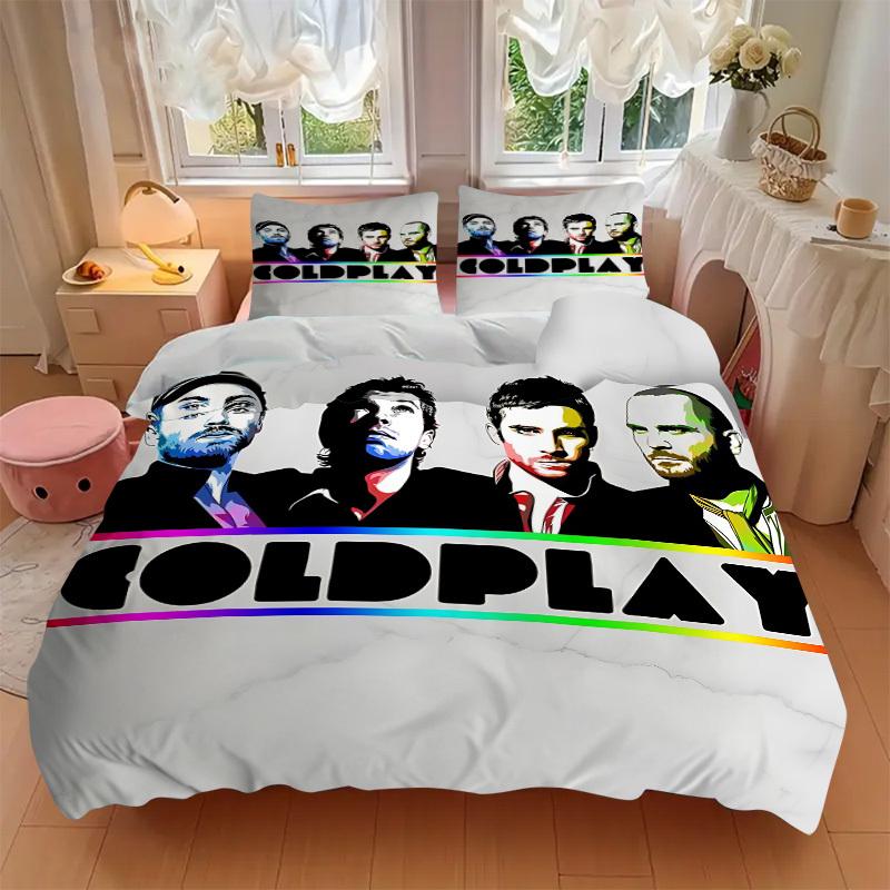 Set di Coperture Merchandise Band Coldplay 3pz, 1 Copripiumino + 2 Federe (Nessun inserto), Biancheria da letto per tutte le stagioni, Biancheria da letto, Decorazioni per la camera da letto yy250922040