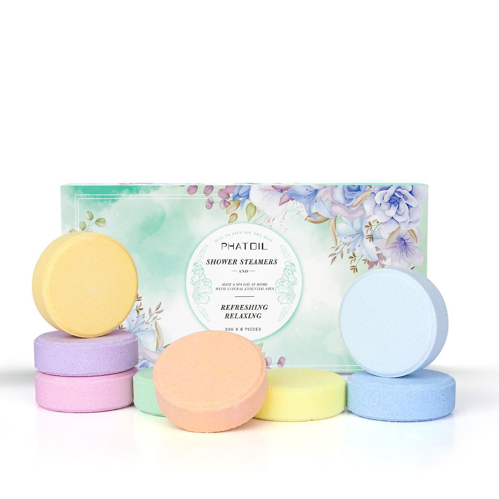 PHATOIL 8Pcs Essential Oil Shower Steamers Set for Refreshing & Relaxing, Natural Aromatherapy Shower Steamers for Self Care