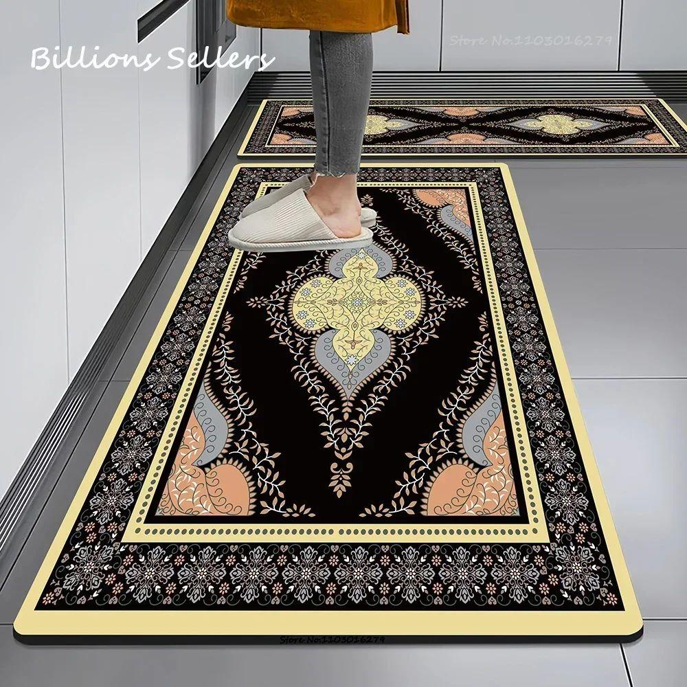 

VIKAMA 1/2PC Absorbent Diatomaceous Earth Carpet Persian Boho Kitchen Rug Vintage Doormat Entry Mat Bathroom Mat Home Decor 1PC 40x60CM