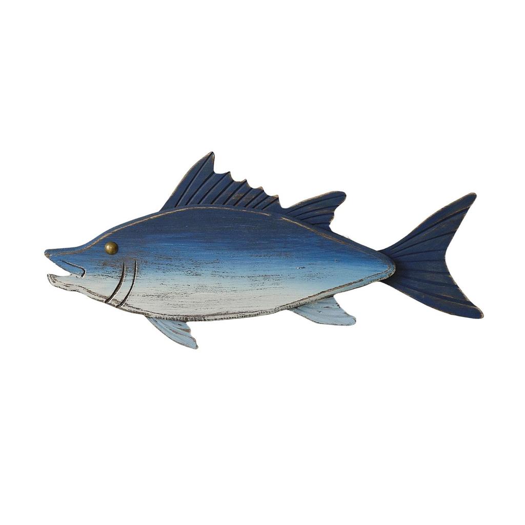 Hanging Fish Sculpture,Nursery Coastal Ornament Beach Theme Decor Nautical Wooden Wall Plaque for Ocean Theme Room Outside Hotel