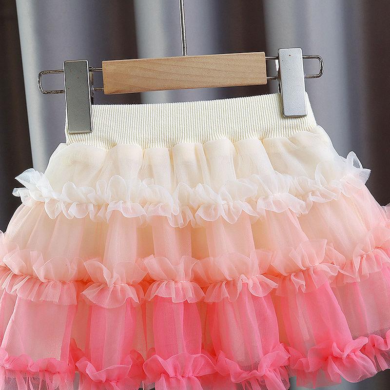 Falda de Media Longitud para Niñas Verano Nuevo Estilo Falda Tutú para Niñas Falda de Hilo Abullonada para Niños Falda Corta de Princesa para Bebé