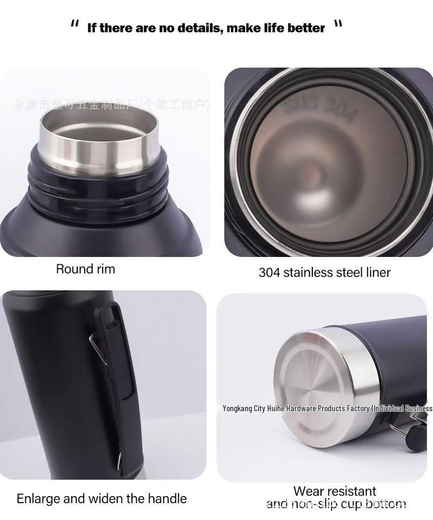 304 Stainless Steel Insulated Travel Cup with Handle - Large Capacity Hot Water Bottle