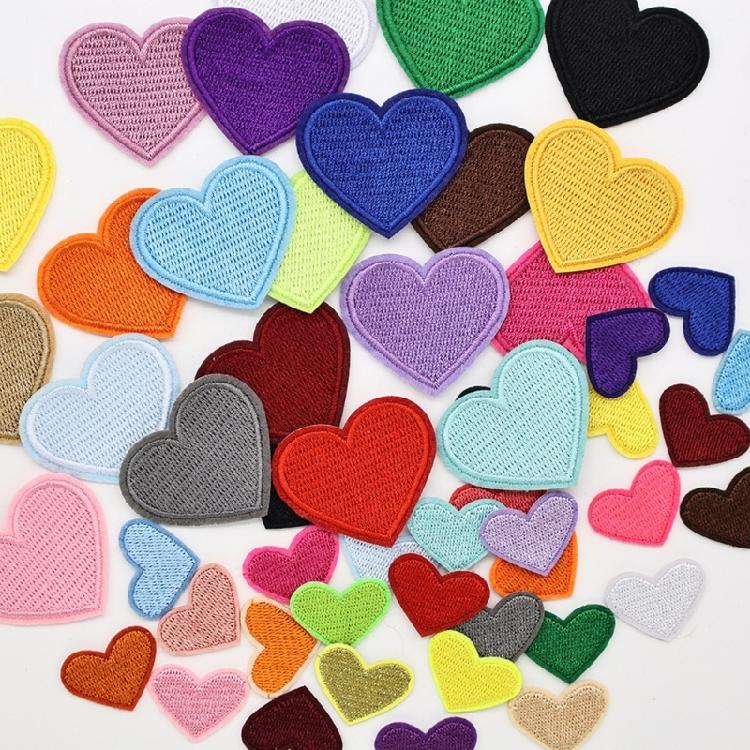 52Pcs Colorful Heart Shaped Fabric Patches For Instants Garment Repair And Customization