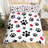 Dog Lover Duvet Cover Hand Drawn Paw Print Doodles Circular Pattern Drawing Style Animals Bedroom Decorations Coral Turquoise