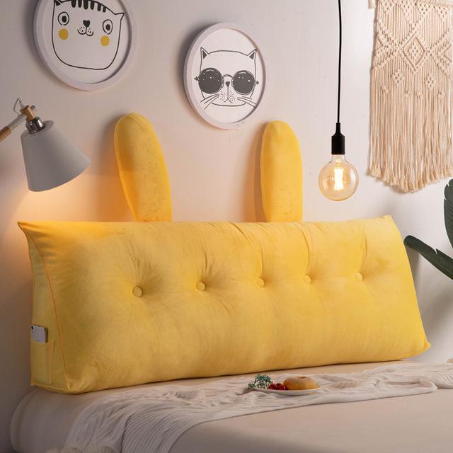 Solid Color Bedside Cushion Large Soft Velvet Backrest Pillow Couple Removable Cute Back Support Pillow Short Plush Seat Cushion