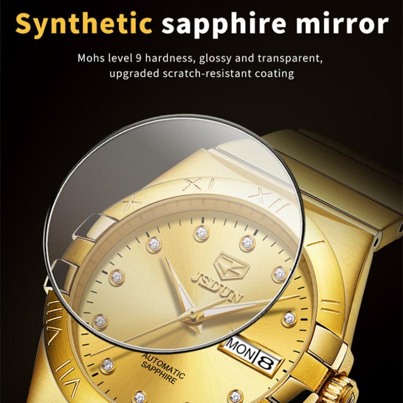 JINSHIDUN Nowy zegarek męski biznesowy i rekreacyjny W pełni automatyczny zegarek maszynowy Biznesowy wodoodporny zegarek wysokiej klasy