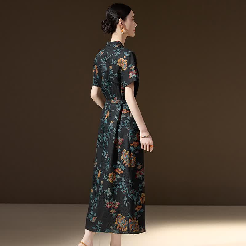 Mulberry Silk Printed V-Neck Dress