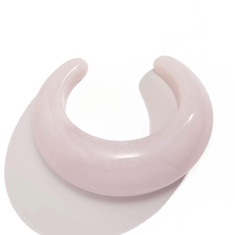 

Shiny Irregular Wide Bracelet Smudging Retro Hand Ring Simple Acrylic Open Bangle Women рожевий