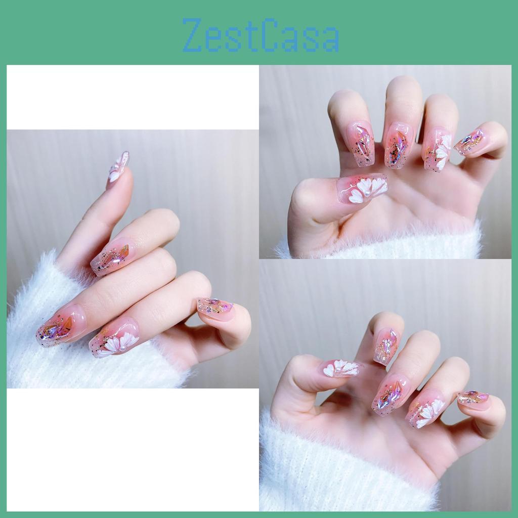 Trendy Handmade Ombre Ice Clear Short Stiletto Nails For Women