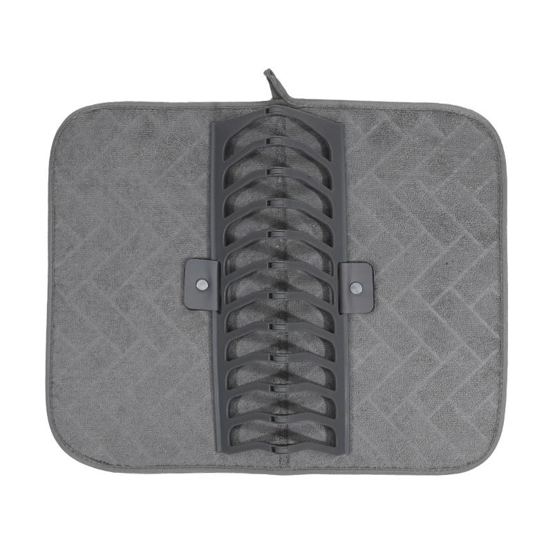 1PC Dish Drying Mats For Kitchen Countertops With Plastic Dish Rack Super Absorbent And Quick Dry Cutlery Rack And Extra Drying Mat