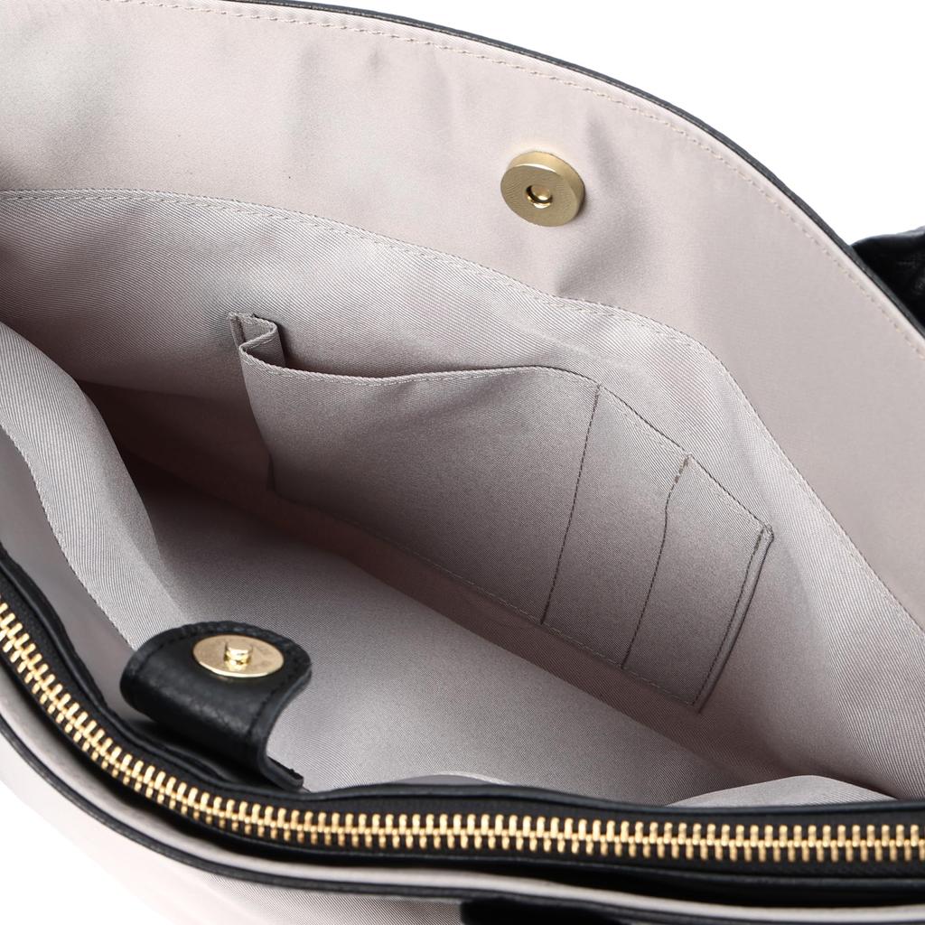 Nylon and cowhide tote bag with twisted hardware