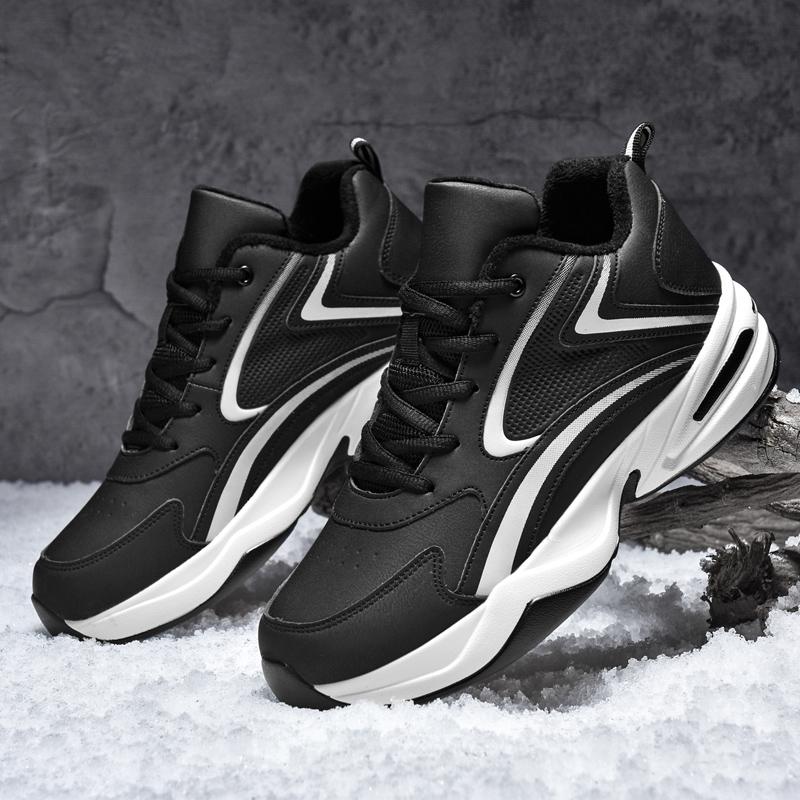 

Модные мужские зимние ботинки на шнуровке, модные кожаные кроссовки, зимние теплые ботинки с мехом, уличная хлопковая повседневная обувь, мужской большой размер 50 15 белый