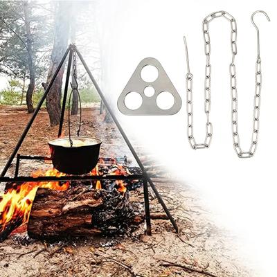 Piatto Treppiede per Falò con Catena, Trasforma i Rami in Treppiede per Falò, Piatto di Supporto per Falò in Acciaio Inossidabile, Accessori da Cucina Portatili per
