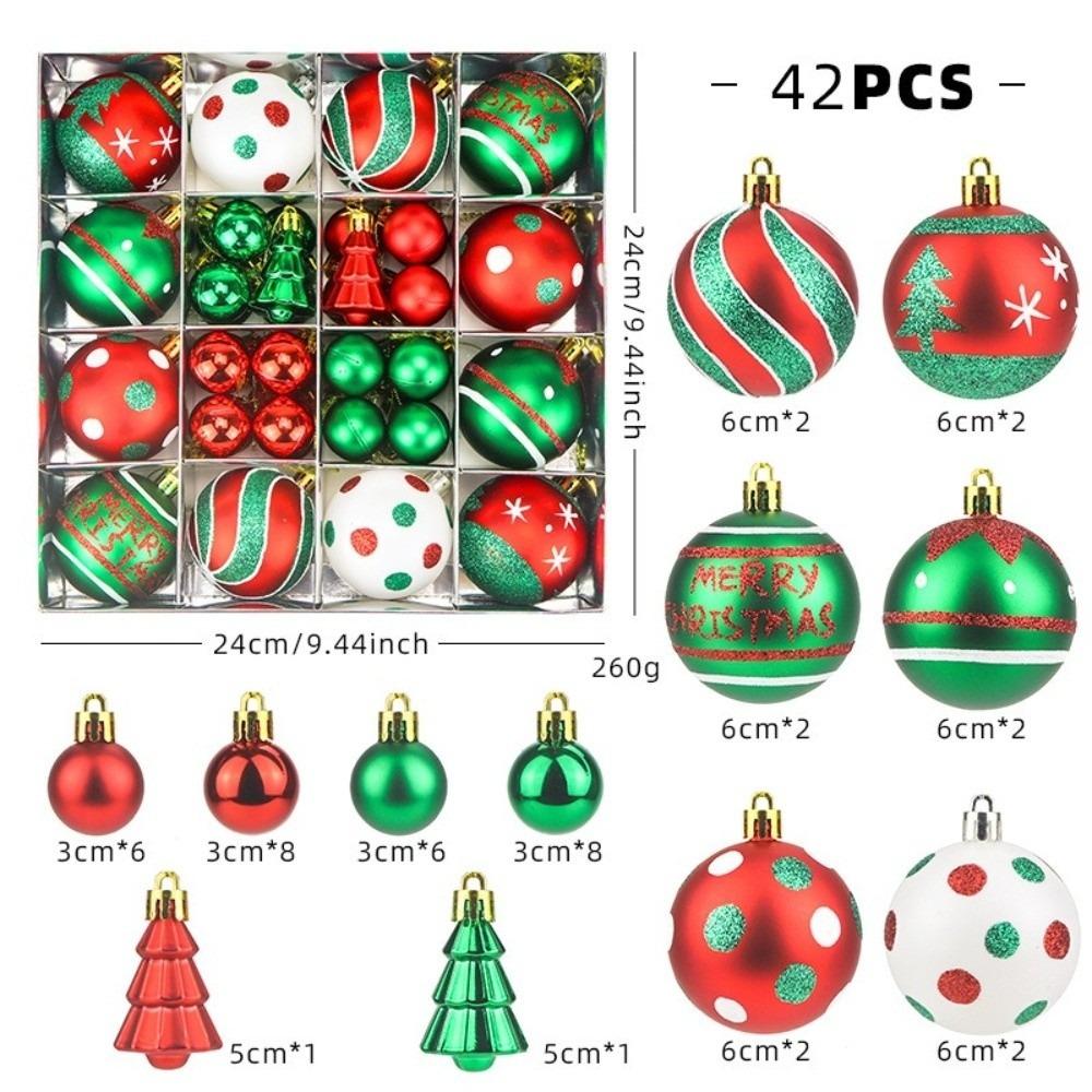 42Pcs/Set Creative Christmas Tree Balls Shiny Xmas Baubles Durable Christmas Ball  Showcase