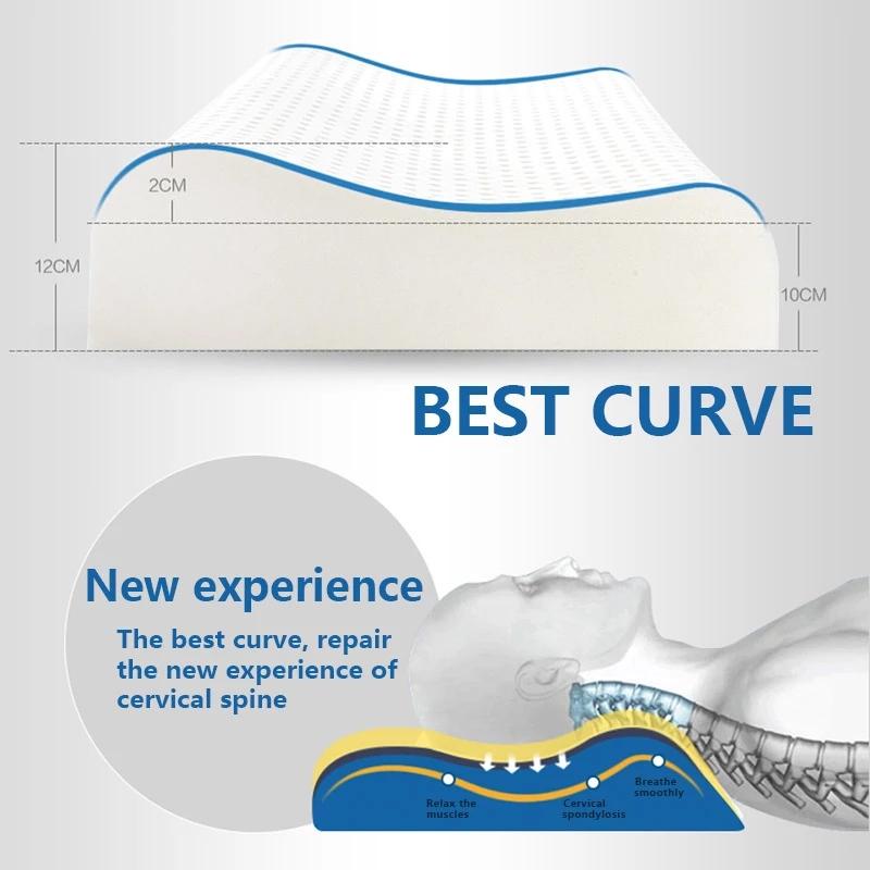 100% Pure Natural Latex Pillow Remedial Neck Protect Vertebrae Health Care Orthopedic Pillow Slow Rebound 60x40 50x30cm 44x27cm