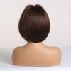 ALAN EATON Short Straight Dark Brown Synthetic Wigs with Bangs for Women Bob Wig Heat Resistant Bobo Hairstyle Cosplay Wigs