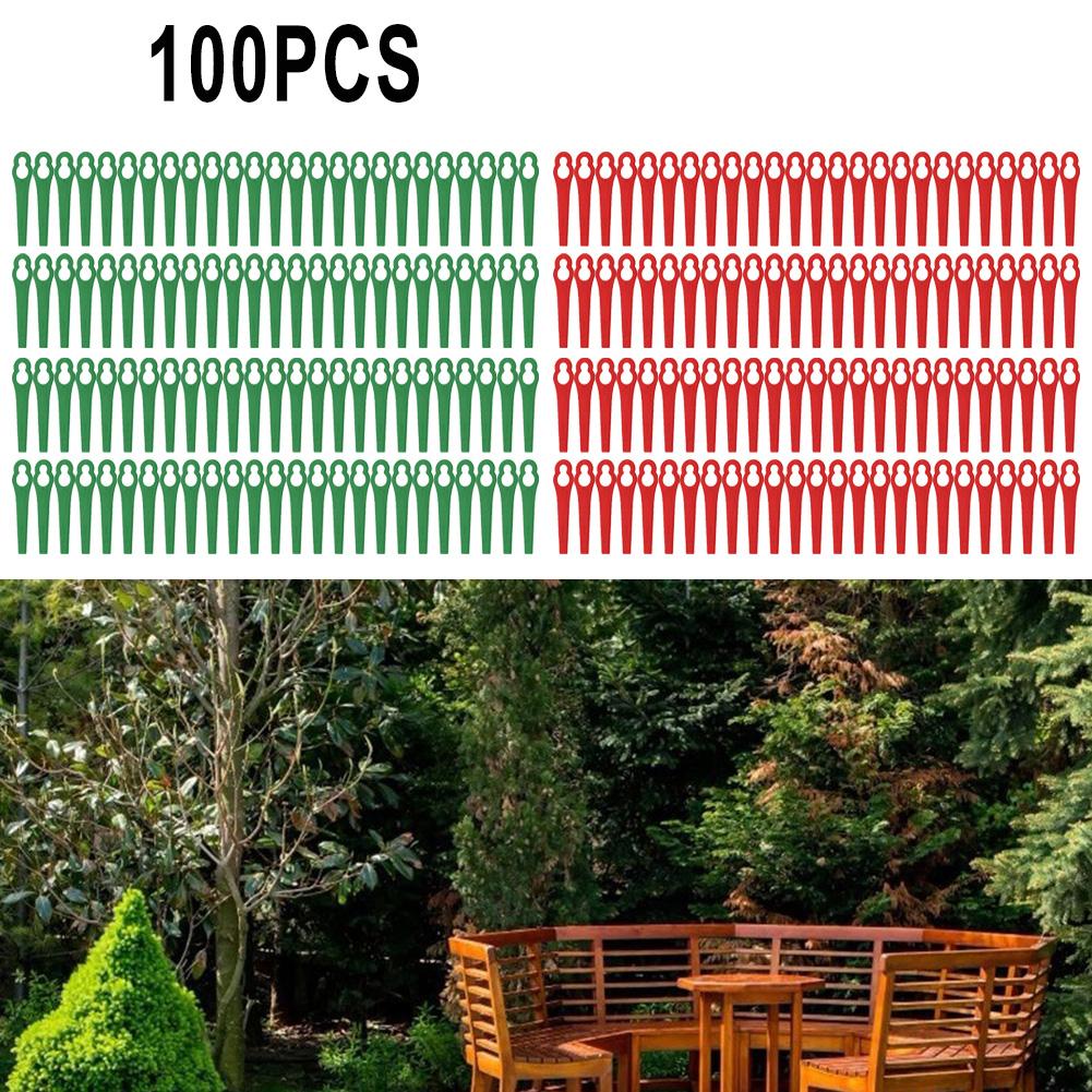 100pcs Plastic Lawn Mower Brush Cutter Blades Replacement Garden Trimmer Replacement Parts Garden Power Tools Accessories