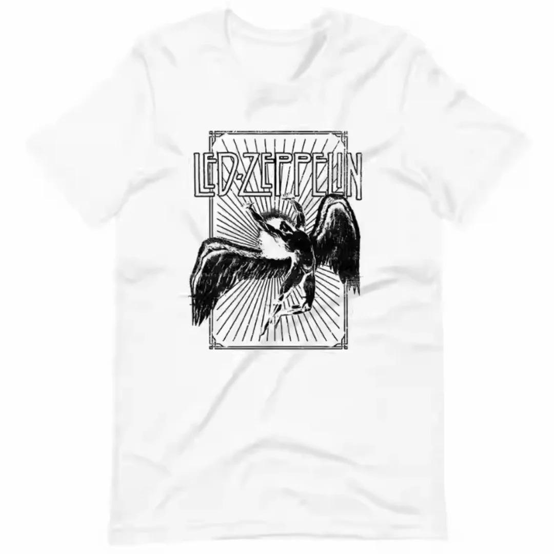 

2026 Led Zeppelin Rock Band Short-sleeved T-shirt Fashion Sports Pure Cotton Men s T-Shirt Clothing Tee Y2k Woman M бежевий