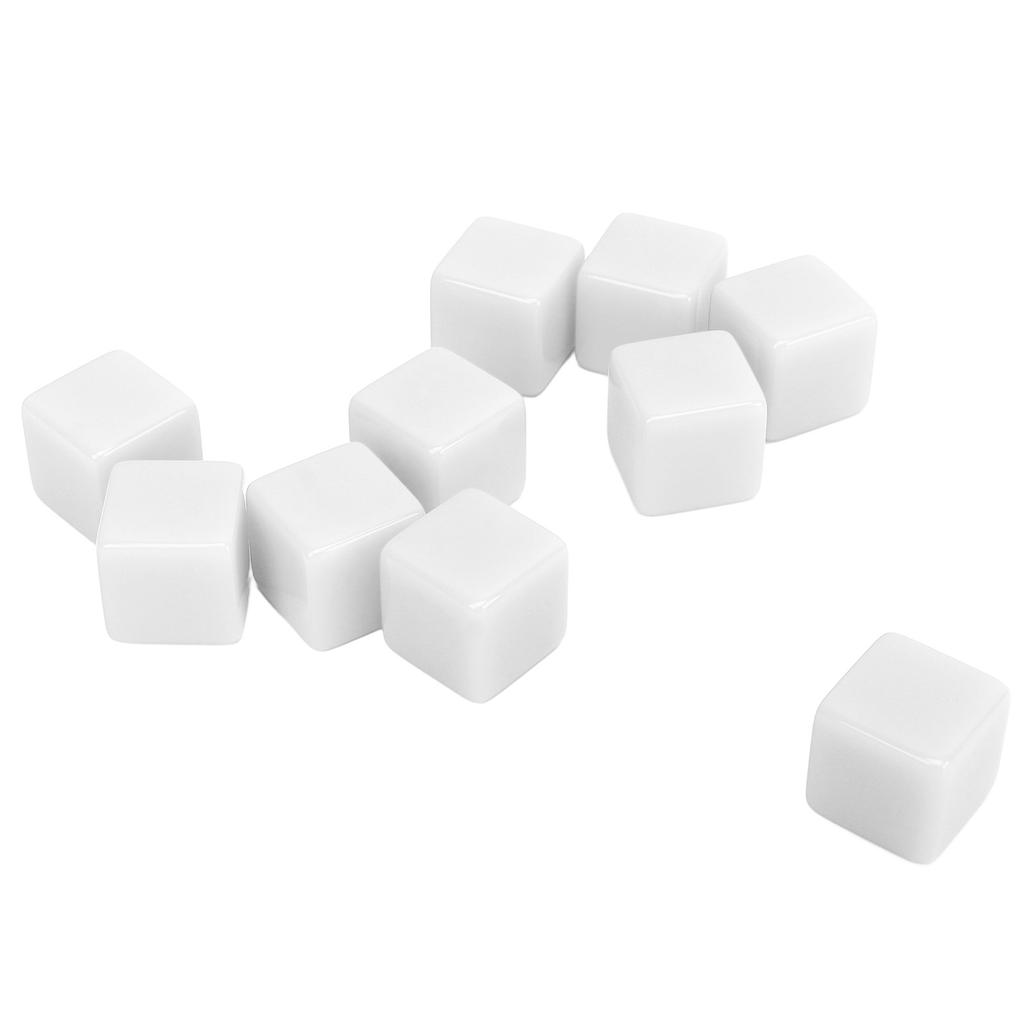 30 Pcs 16mm Dice Set Six Sided Blank Dice Write On Cubes Game for Math Teaching Education White