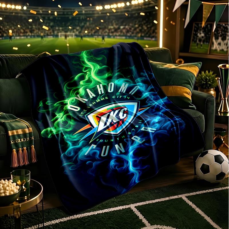 Thunder Basketball Team Blanket Lightweight Flannel Bedding Blanket Perfect for Travel, Camping, Living Rooms, Offices, Sofas, Fan Christmas Gift