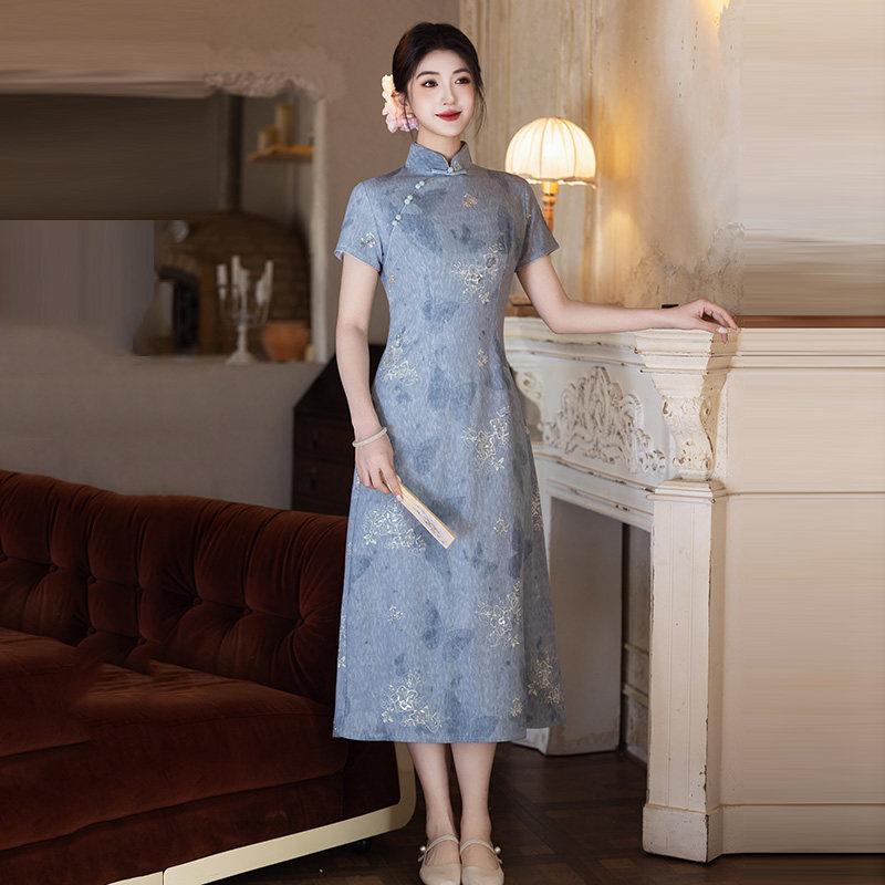 Red national style mother sends the national style new Chinese style improved cheongsam 1011 new women's high-end dress summer