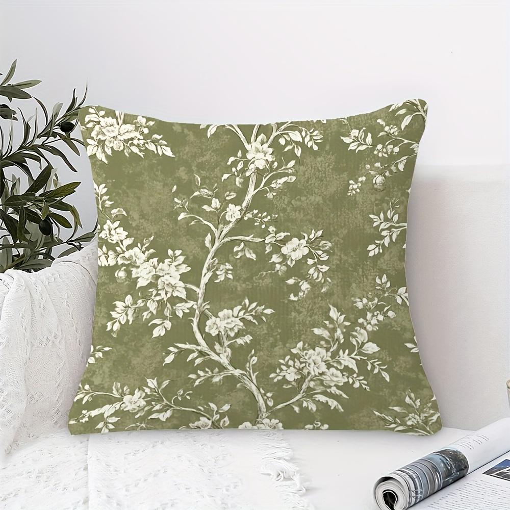 pc Olive Green Toile De Jouy Floral Throw Pillow Cover D DoubleSide Print Polyester Cushion Case for Home Sofa Car Decor