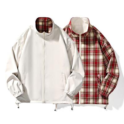 Doppelseitige Herrenjacke mit Stehkragen, lässige Herrenjacke, Oberteil, Slim-Fit-Jacke, Jugend-Baseballanzug, Fliegeranzug