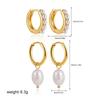 18K Gold Natural Pearl Earrings Set Stainless Steel Earrings Ear Bone Stacks Earrings