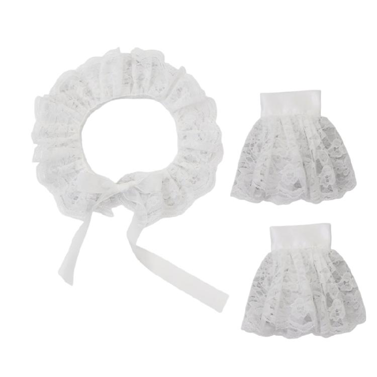 Conjunto de Gola Decorativa de Renda e Punhos de Manga Conjunto para Evento de Anime Reunião Acessórios de Pescoço Fantasia Para Entusiasta de Moda Cosplay