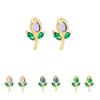 Elegant Tulip Ear Studs For Women Copper Glass Spring Jewelry Gift