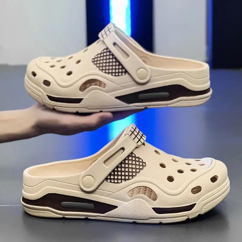 Fashion Slides Hole Platform Men's Shoe Outdoor Designer Luxury Trend 2025 Original Fashion Elegant Adult Eva Rubber Style Male Slipper