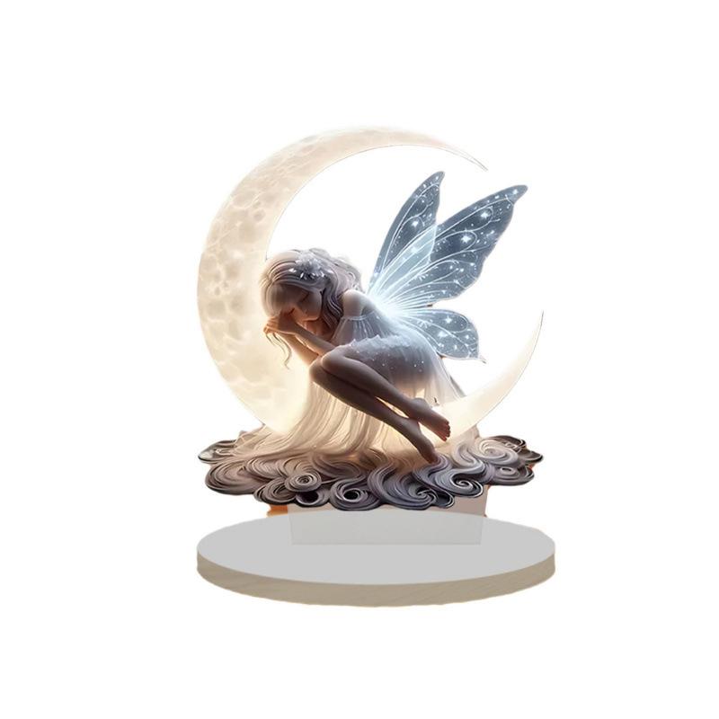 Принадлежности Лунной Феи 2d Плоское Акриловое Украшение Домашние Украшения Поделки Декоративный Декор для Вечеринки Настольный Дисплей Шарм Элегантные Украшения белый