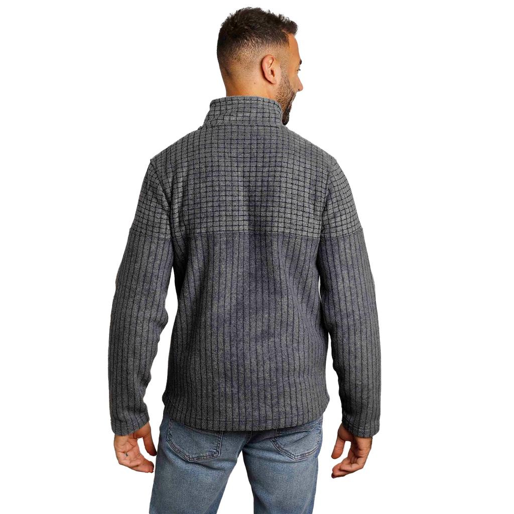 Weird Fish Mens Longmont Grid Eco Friendly Quarter Zip Fleece Top