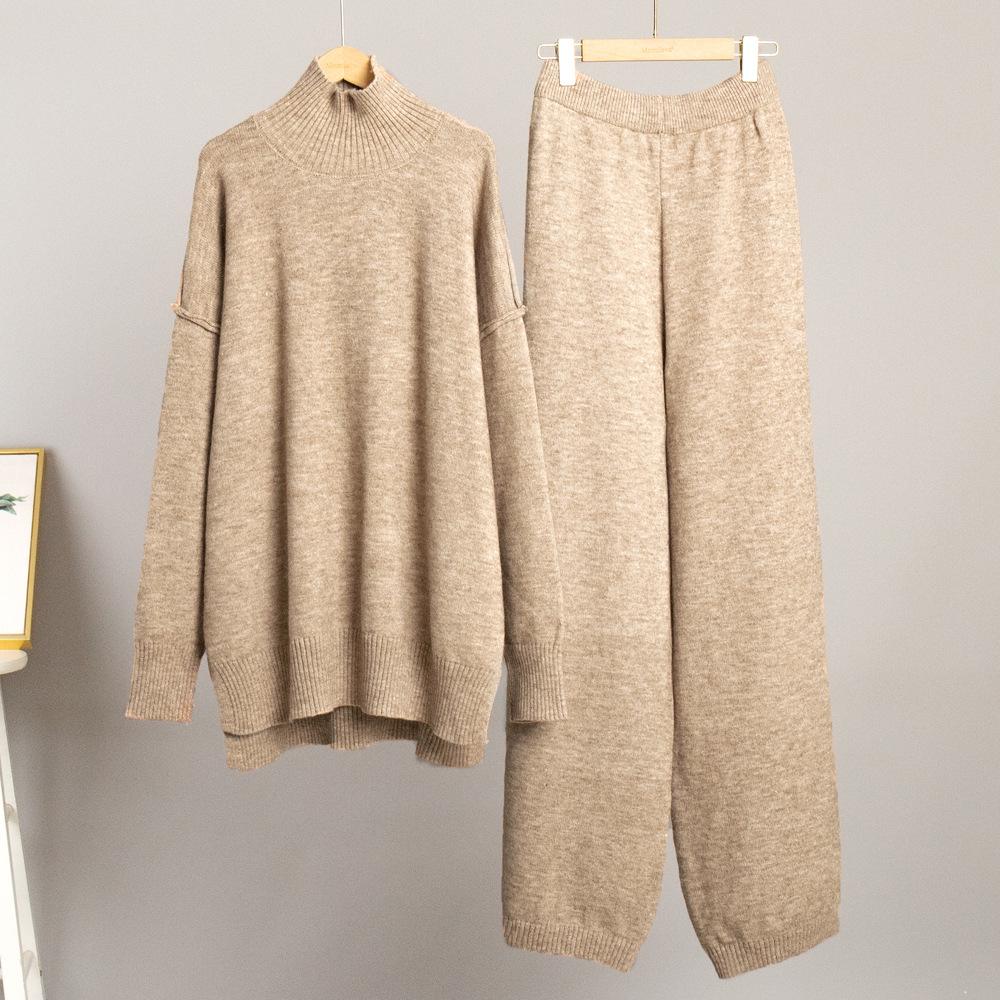 

Turtleneck Sweater Set, Thick Knit Two-Piece Outfit for Winter S