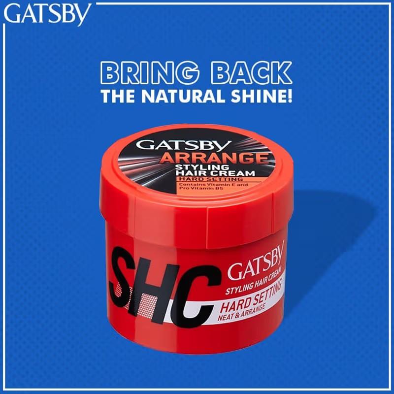Gatsby Styling Hair Cream Hard Setting 250g For Smooth Soft Hair With Natural Shine And Fresh Citrus Fragrance – Easy To Restyle Look