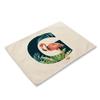 30x45cm Alphabet Letters Linen Kitchen Placemat Botanical Plant Green Tropical Leaves Dining Table Mats Coaster Pad