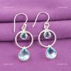 Sky Blue Topaz Stone Sterling Silver Mothers Day Wedding Dangle Hook Earrings EE-140-14