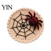 Heat Resistant Yarn Coaster Halloween Spider Web Coaster, Handmade Crochet Drink Mat for Crocheted Cup Pad Table, Spooky Gothic Table Mats Coffee And