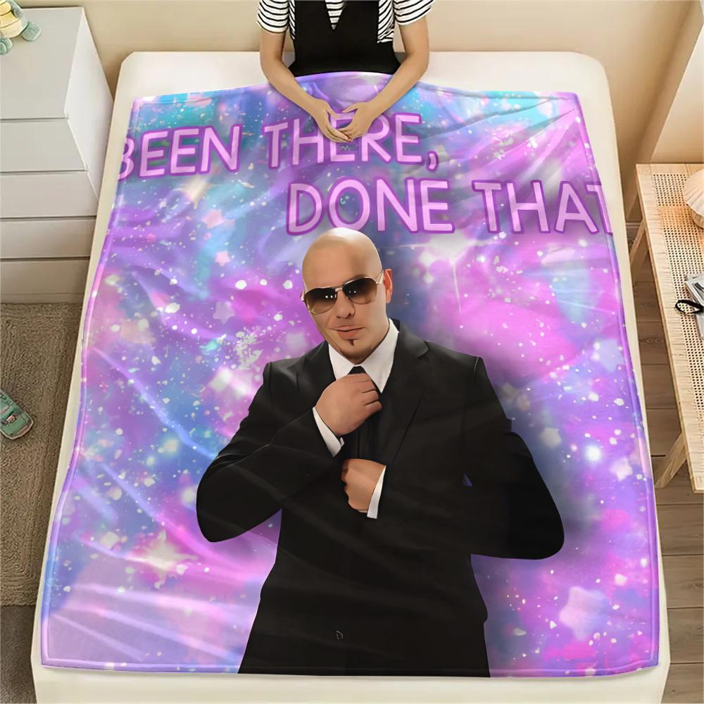 1Pc Mr. Worldwide Print Flannel Blanket, High Quality Comfortable for All Seasons, Home Decor, Warmth and Comfort, Perfect for Christmas Gifts
