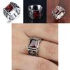 Elegant Fashion Vintage Red Onyx Thor Men's Stainless Steel Gothic Style Ring