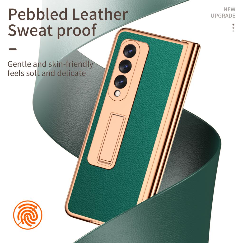 Protiskluzové matné kožené pouzdro na stojan pro Samsung Galaxy Z Fold 4 5g Fold4 Fold3 Fold 2 3 Fold2 Ochranná pouzdra z tvrzeného skla proti klepání