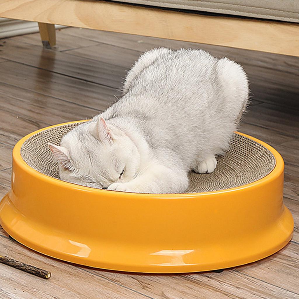 Cat Scratcher Bed with Replaceable Scratching Board Large Round Shape Scratch Resistant   Multifunction Cat Scratcher