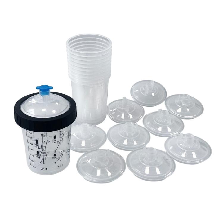 Kit Tazza Vernice per Aerografo Liner Monouso Design Antigoccia Misurino Tazza Miscelazione Vernice 165/400/600ml