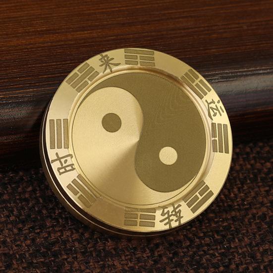Κέρματα Fidget Slider Αστείοι Κινεζικοί Χαρακτήρες Taiji Στερεός Ορείχαλκος Στρογγυλό Φέρνουν Καλή Τύχη Φορητό Ανακούφιση από το Στρες Τυχερά Κέρματα Σβούρα Παιχνίδι Δώρο Ενηλίκων