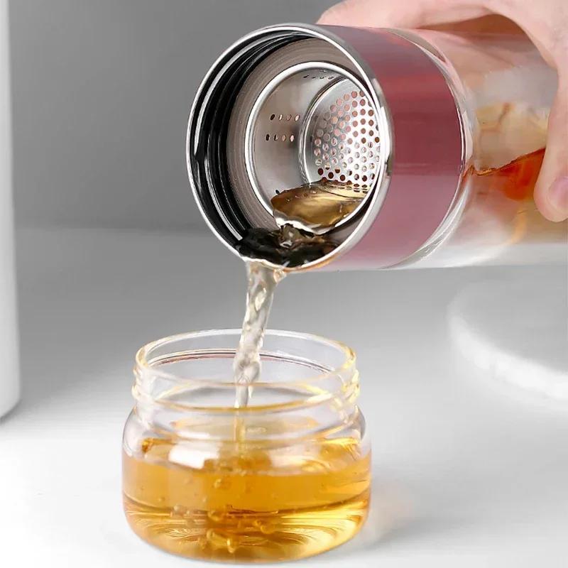420ml Tea Separation Tea Cup Double-layer Glass Cup Portable and Creative Filtering Anti Scalding Water Cup