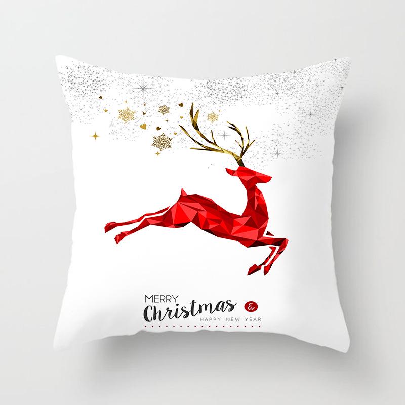 Red Christmas Tree Snowflake Elk Cushion Cover Christmas Pillowcase Home Holiday Decorations New Year Gift