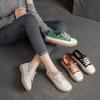 Tênis Branco Plano Redondo de Couro Genuíno para Mulheres Estilo Coreano Casual Confortável Loafers